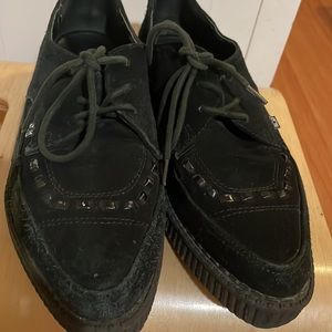 TUK Black Suede Creepers with pointed toe Size 8
